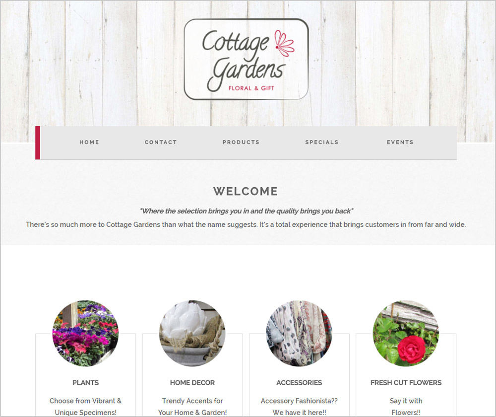 Cottage Gardens webpage