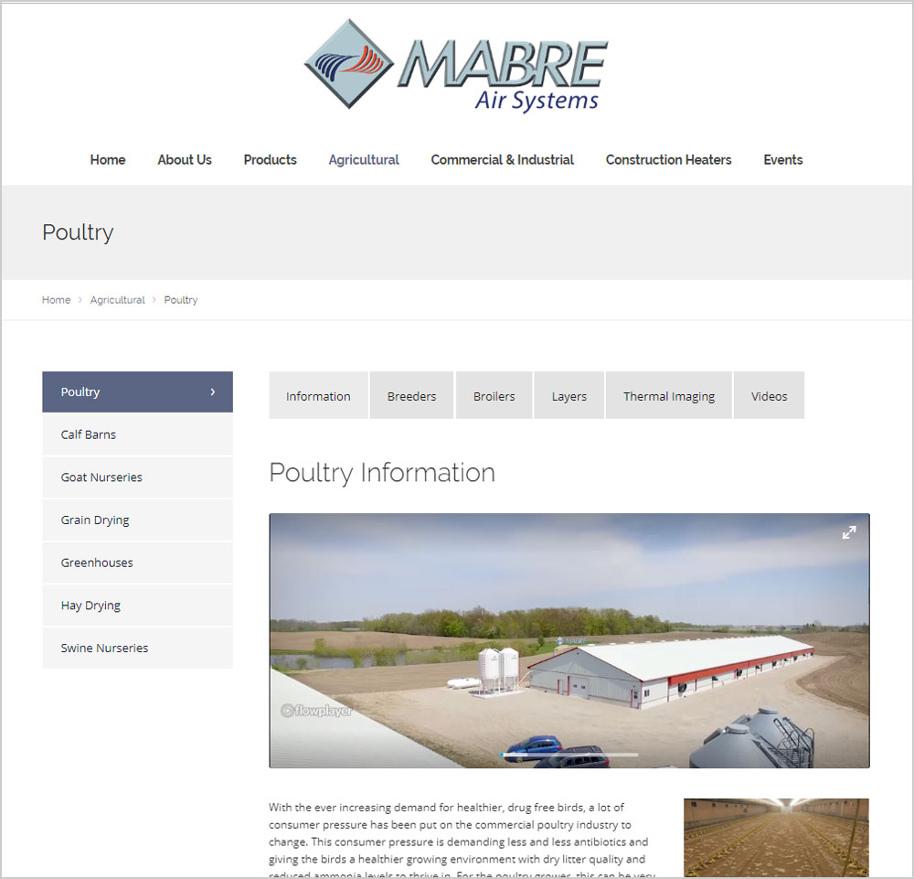 Mabre Air Systems webpage