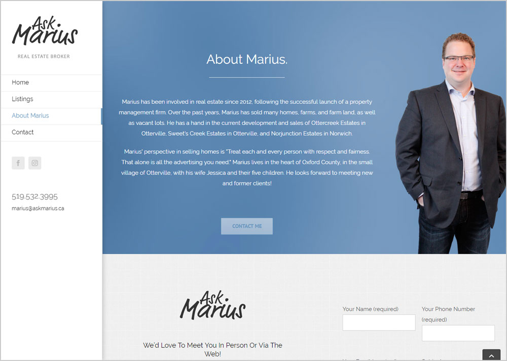 Ask Marius webpage